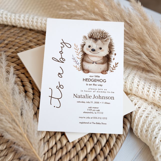 Invitation Jolie Douce Petite Hérisson C'est Un Garçon Baby S (Créateur téléchargé)