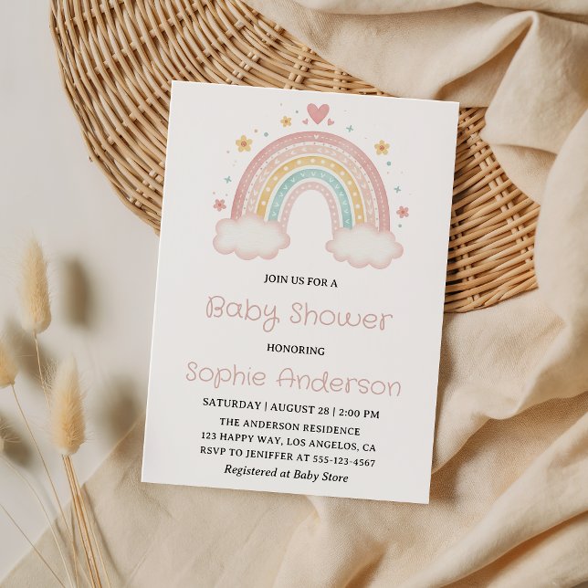 Invitation Jolie douche de bébé Bohème Arc-en-ciel - Mixte (Créateur téléchargé)