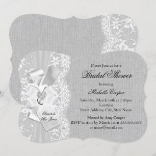 Invitation Jolie douche de mariage vintage grise en dentelle