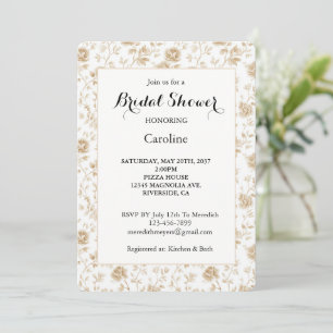 Invitation Jolie douche de mariée florale crème blanche