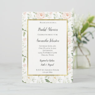 Invitation Jolie douche de mariée florale rose blush