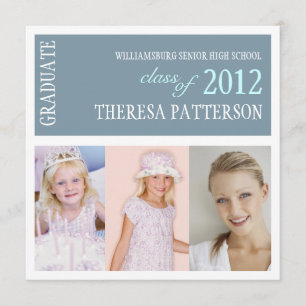 Invitation Jolie Dusty Blue Photo Collation Party