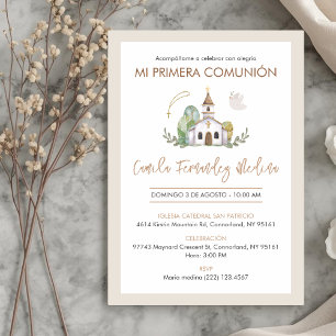 Invitation Jolie Église Catholique Élégante Fille Première Co