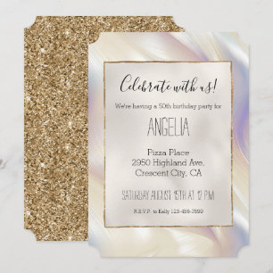 Invitation Jolie Élégante Perle Aqua Bleu Violet Tourbillon