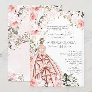 Invitation Jolie en rose Belle Rose Elégante Quinceanera