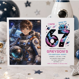 Invitation Jolie espace 7e anniversaire photo Six et Sept