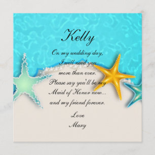 Invitation Jolie Étoile de Mer Été Plage Demoiselle d'Honneur
