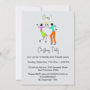 Invitation Jolie famille colorée et amis Noël