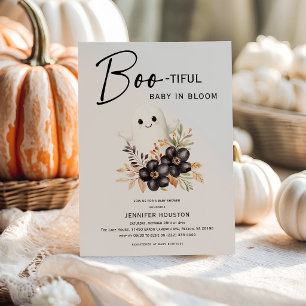 Invitation Jolie fantôme et fête prénatale florale d'Hallowee