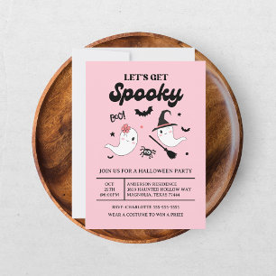 Invitation Jolie Fantôme Spooky Halloween Fille Rose