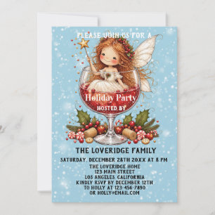 Invitation Jolie Fée de Noël Fantaisiste Fête de Noël Bleue