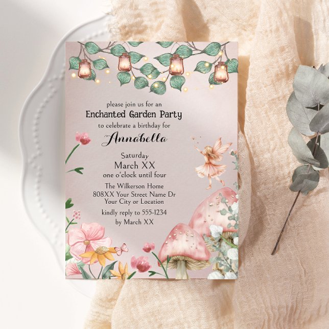 Invitation Jolie Fée Fête de Jardin Enchanté (Créateur téléchargé)