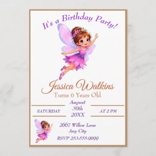 Invitation Jolie Fée Magique Anniversaire Fille Violet Person