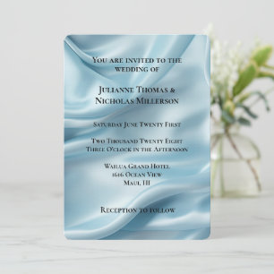 Invitation Jolie Feminine Bleu clair Faux Mariage satin