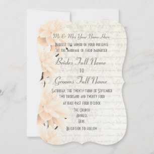 Invitation Jolie feminine pastel pastel mariage floral pêche