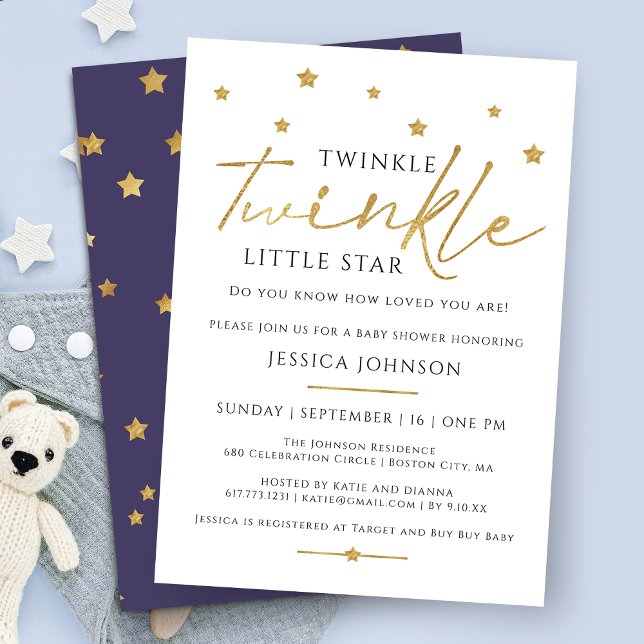 Invitation Jolie fête bébé Twinkle Twinkle Little Star (Créateur téléchargé)