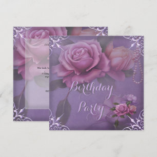 Invitation Jolie fête d'anniversaire au lilas rose violet
