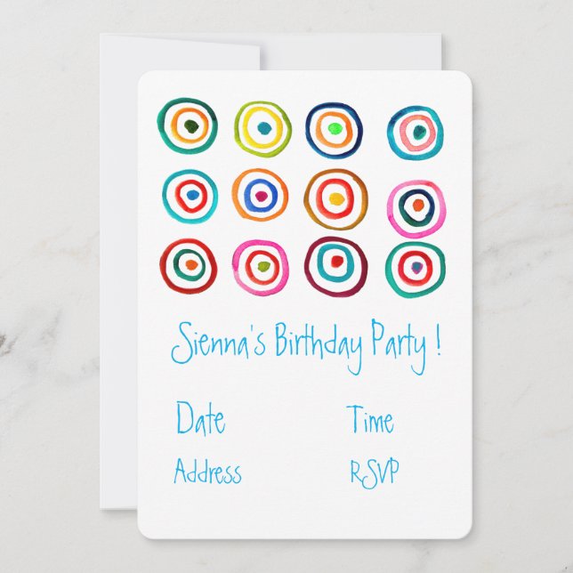 Invitation Jolie fête d'anniversaire aux filles blanches et c (Devant)