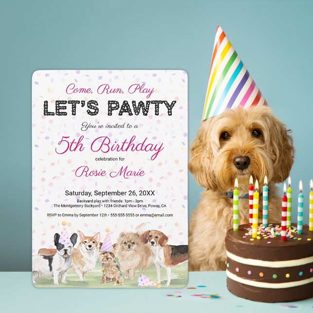Invitation Jolie Fête d'anniversaire de chien personnalisée r (Créateur téléchargé)