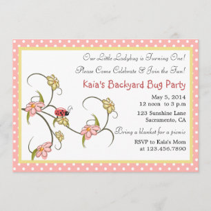 Invitation Jolie fête d'anniversaire de fleurs et de pois