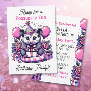 Invitation Jolie fête d'anniversaire de la fille Possum