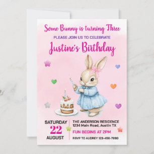 Invitation Jolie fête d'anniversaire de Some Bunny à tout âge