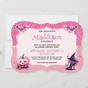 Invitation Jolie fête d'anniversaire de sorcière Halloween