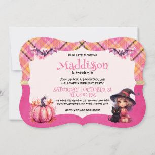Invitation Jolie fête d'anniversaire de sorcière Halloween