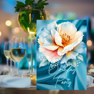 Invitation Jolie fête d'anniversaire délicate fleurs bleues r