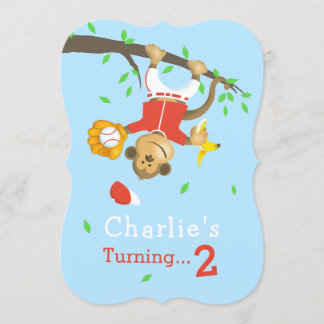 Invitation Jolie fête d'anniversaire des singes de baseball