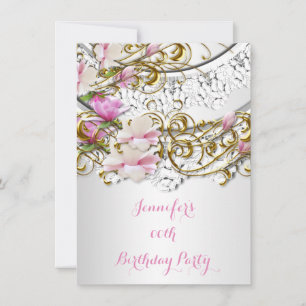 Invitation Jolie Fête d'anniversaire Florale en Dentelle de c