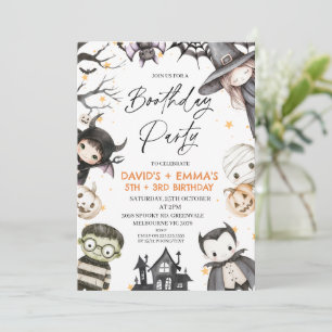 Invitation Jolie fête d'anniversaire Halloween Enfants Rejoig