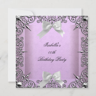 Invitation Jolie Fête d'Anniversaire Lavande Lilas Argent Bla