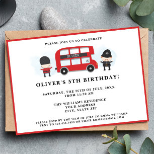 Invitation Jolie fête d'anniversaire pour enfants avec bus lo