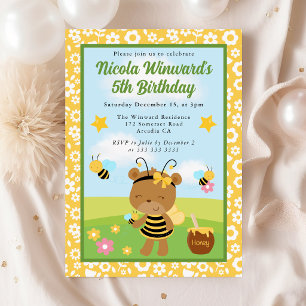 Invitation Jolie fête d'anniversaire pour enfants avec un our
