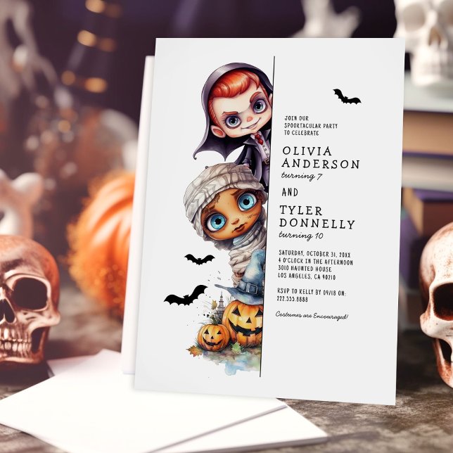 Invitation Jolie Fête d'Anniversaire pour Enfants Halloween (Créateur téléchargé)