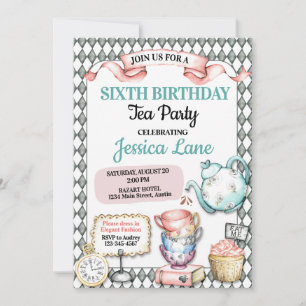 Invitation Jolie fête d'anniversaire pour le thé