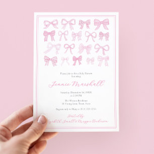 Invitation Jolie Fête de Baby shower fille de vaches roses