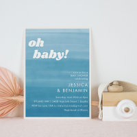 Jolie Fête de Bébé à l'aquarelle bleue ombrée en d