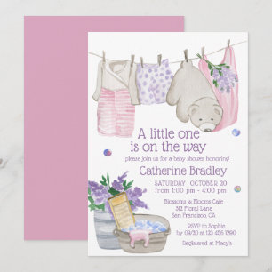 Invitation Jolie Fête de Bébé Ourson Jour de Lessive