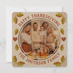 Invitation Jolie fête de famille Thanksgiving en chêne d'auto