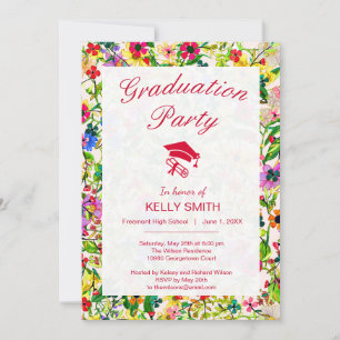 Invitation Jolie fête de graduation florale printanière color