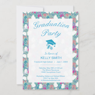Invitation Jolie fête de graduation florale vintage colorée