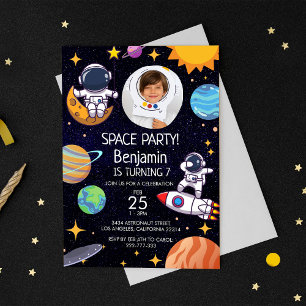Invitation Jolie fête de l'espace photo n'importe quel âge An
