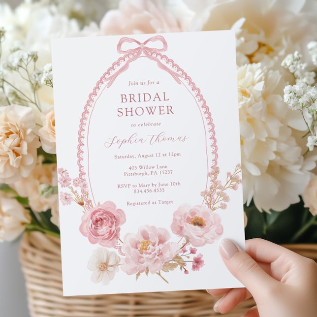 Invitation Jolie Fête de Mariage Florale en Rose (Créateur téléchargé)