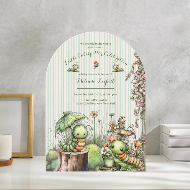 Invitation Jolie Fête de Naissance de Chenille à l'Aquarelle  (Créateur téléchargé)