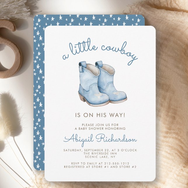 Invitation Jolie Fête de Naissance du Petit Cowboy Bleu (Créateur téléchargé)