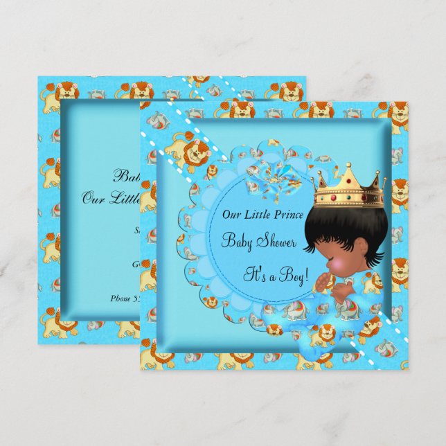 Invitation Jolie fête de naissance d'un bébé afro-américain g (Devant / Derrière)