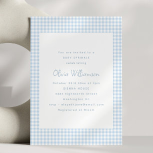 Invitation Jolie Fête de Naissance Rétro Prépa à Carreaux Ble