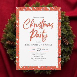 Invitation Jolie Fête de Noël au motif de baie écrit à la mai